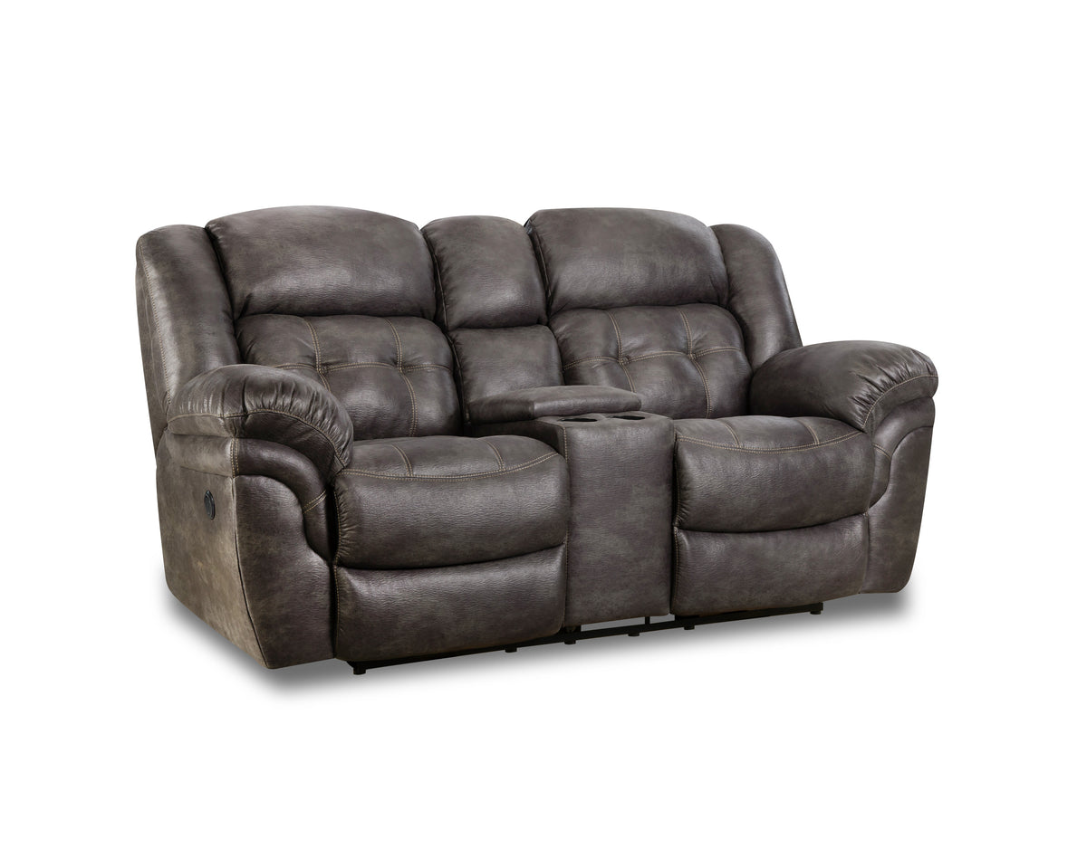 Frontier Power Reclining Console Loveseat in Charcoal