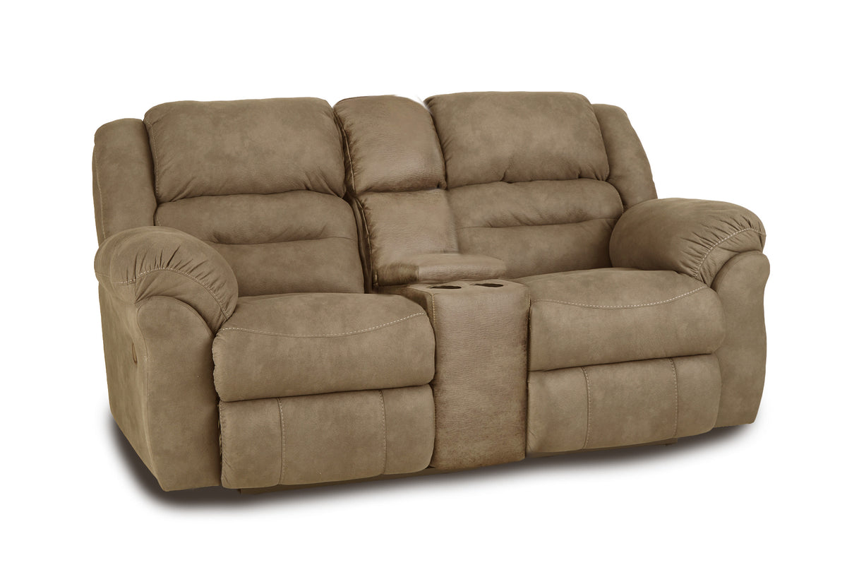 Gambler Reclining Console Loveseat in Truffle
