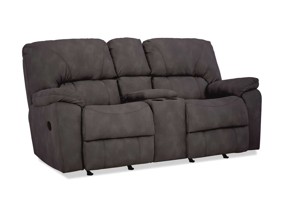 Rhino Rocking Reclining Console Loveseat in Pewter