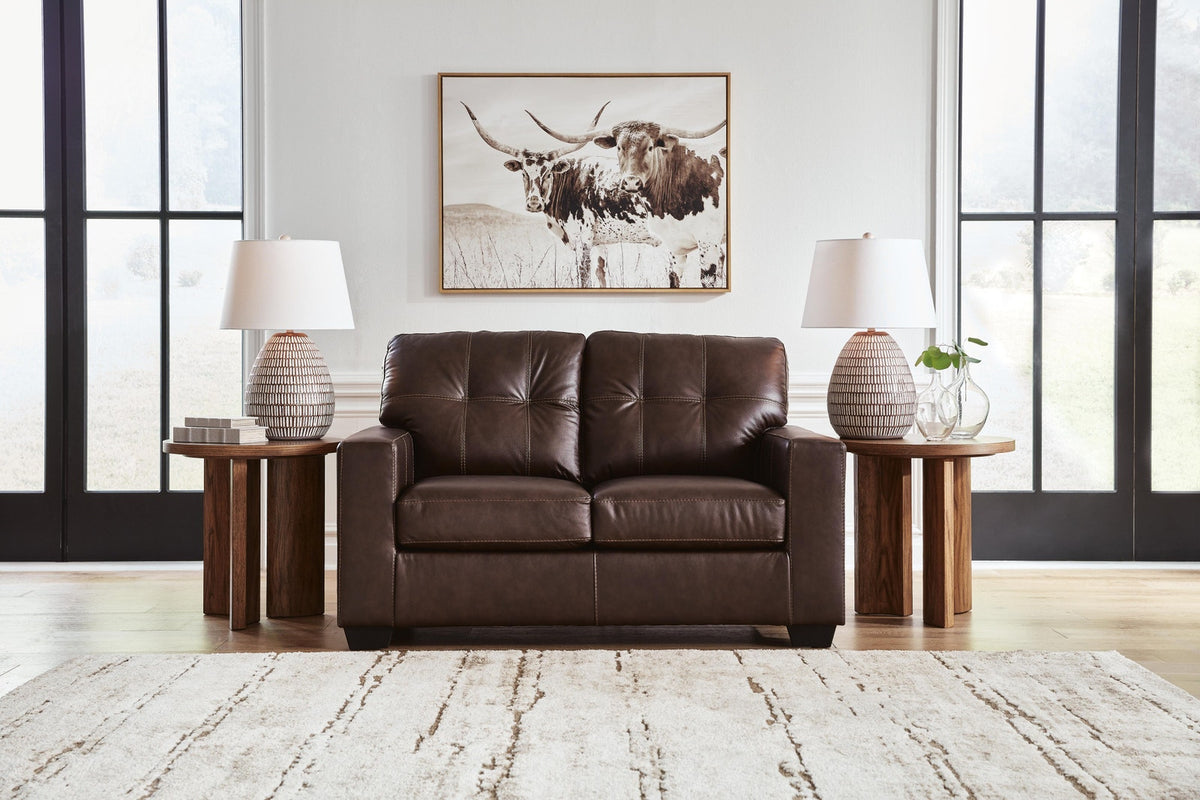 Santorine Dark Brown Leather Loveseat