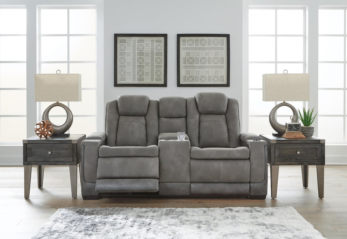 Next-Gen Durapella Slate Pwr Rec Loveseat/Con/Adj Hdrst
