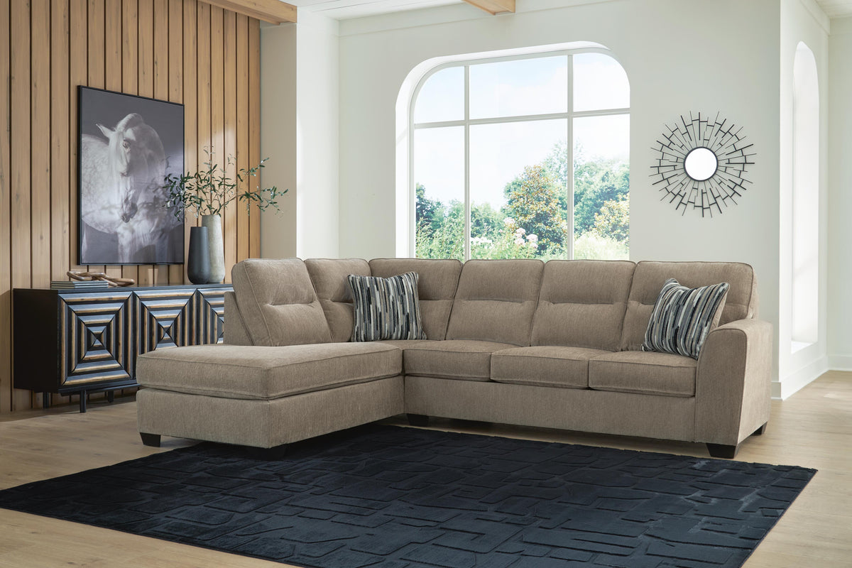 Olten Mocha 2-Piece Sectional - Left-Arm-Facing Corner Chaise