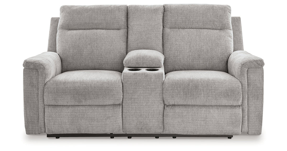 Barnsana Ash Double Power Reclining Loveseat with Console