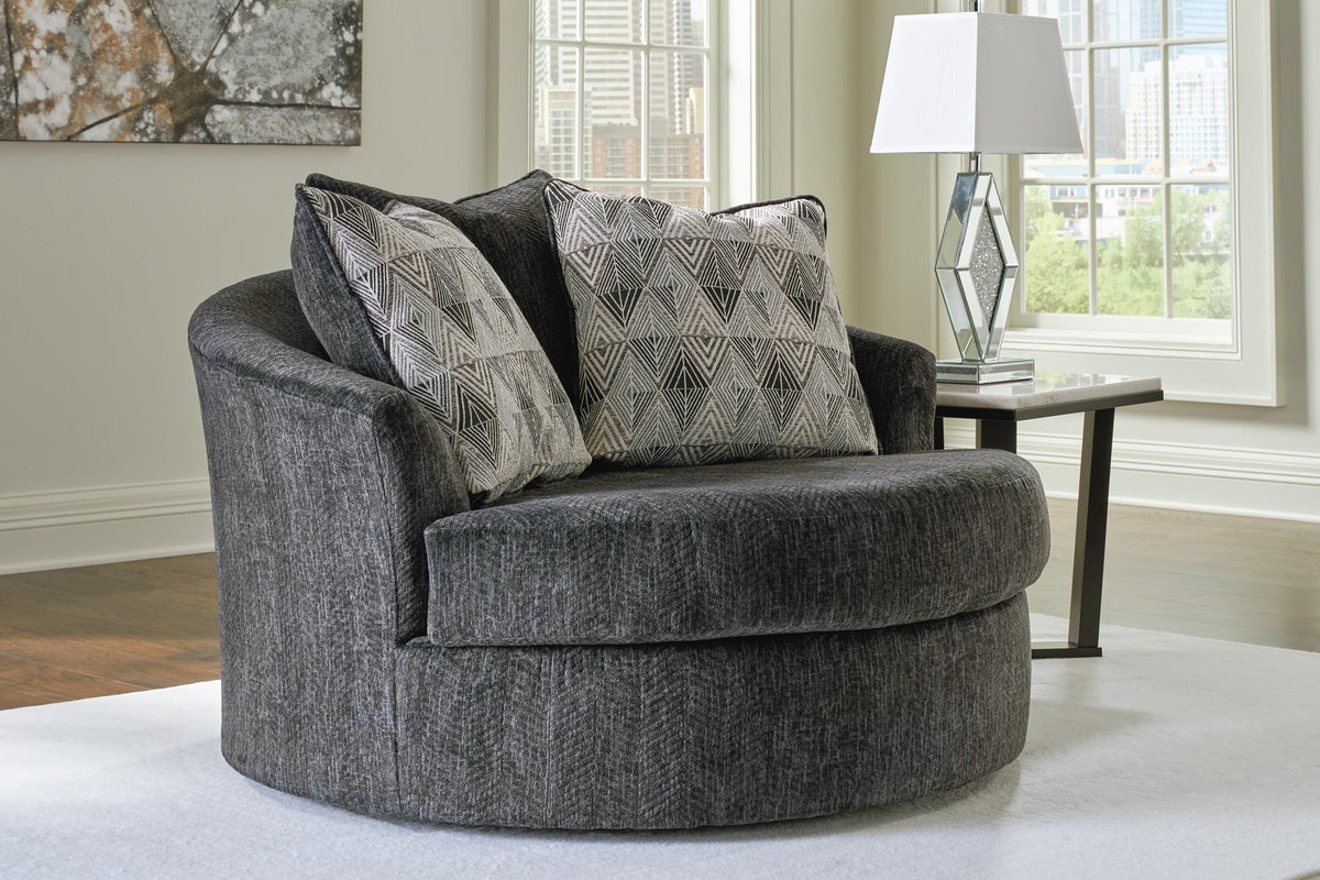 Biddeford Shadow Oversized Swivel Accent Chair