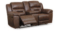 Stoneland Chocolate Double Reclining Loveseat with Console