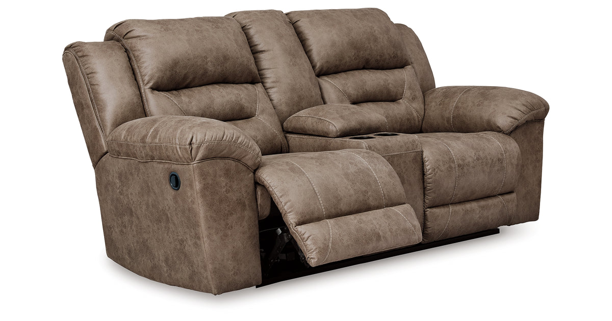 Stoneland Fossil Double Reclining Loveseat with Console
