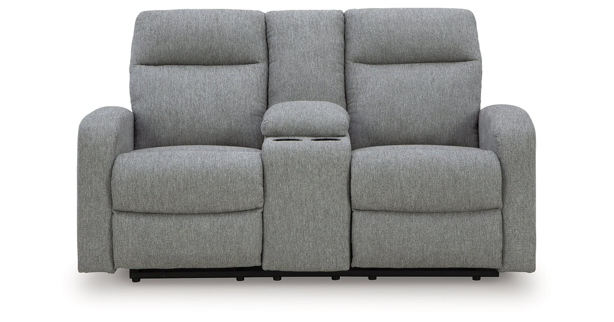 Moreau Place Sterling Double Reclining Loveseat with Console
