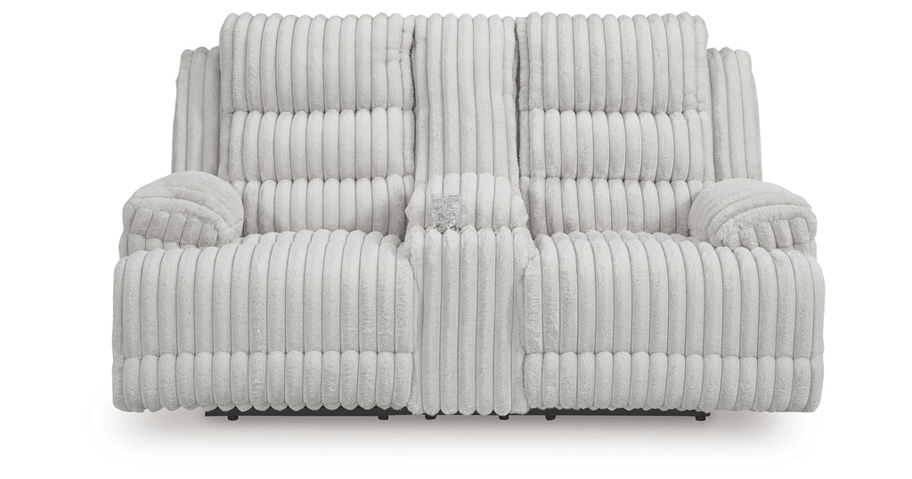 Rhines Falls Alloy Double Power Reclining Loveseat with Console