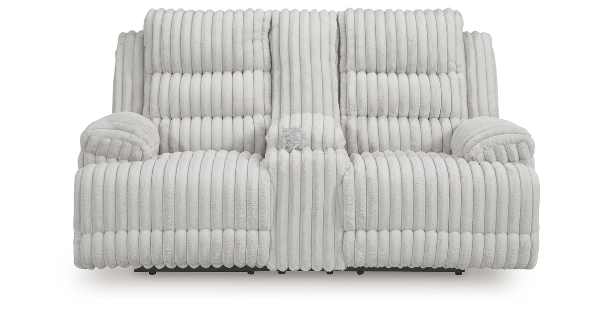 Rhines Falls Alloy Double Power Reclining Loveseat with Console