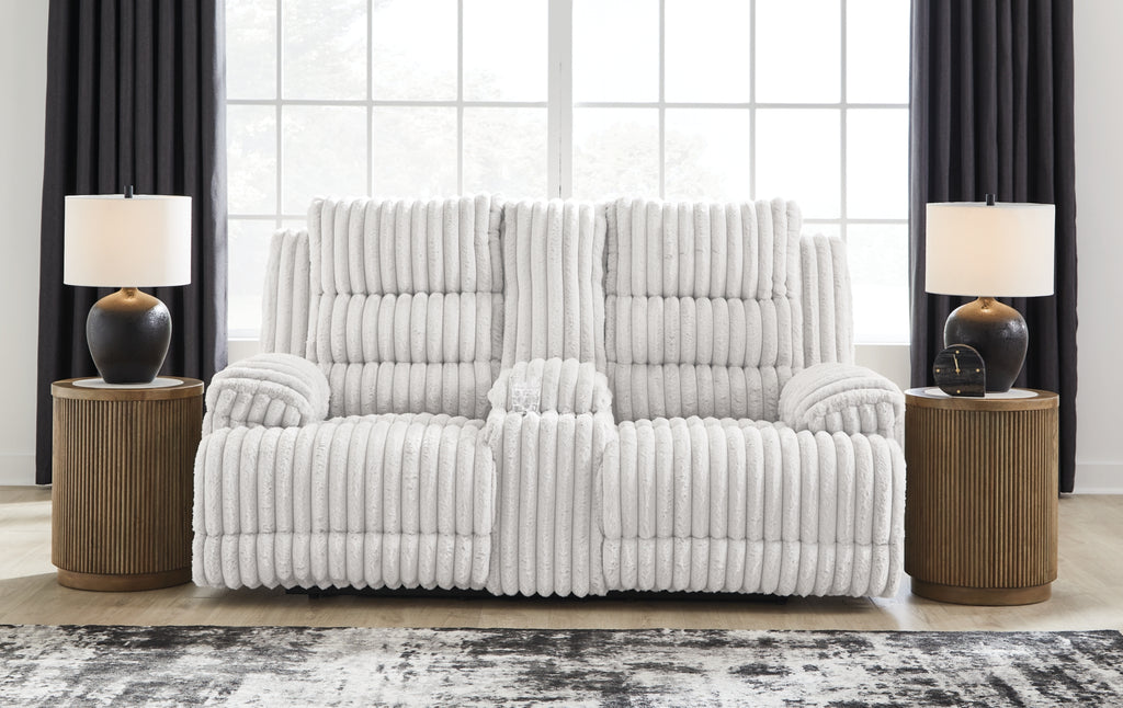 Rhines Falls Alloy Double Power Reclining Loveseat with Console
