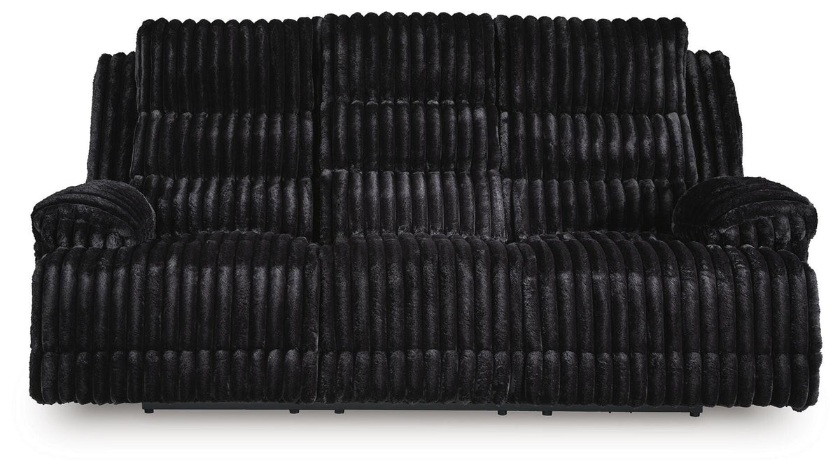 Rhines Falls Onyx Power Reclining Sofa with Drop Down Table
