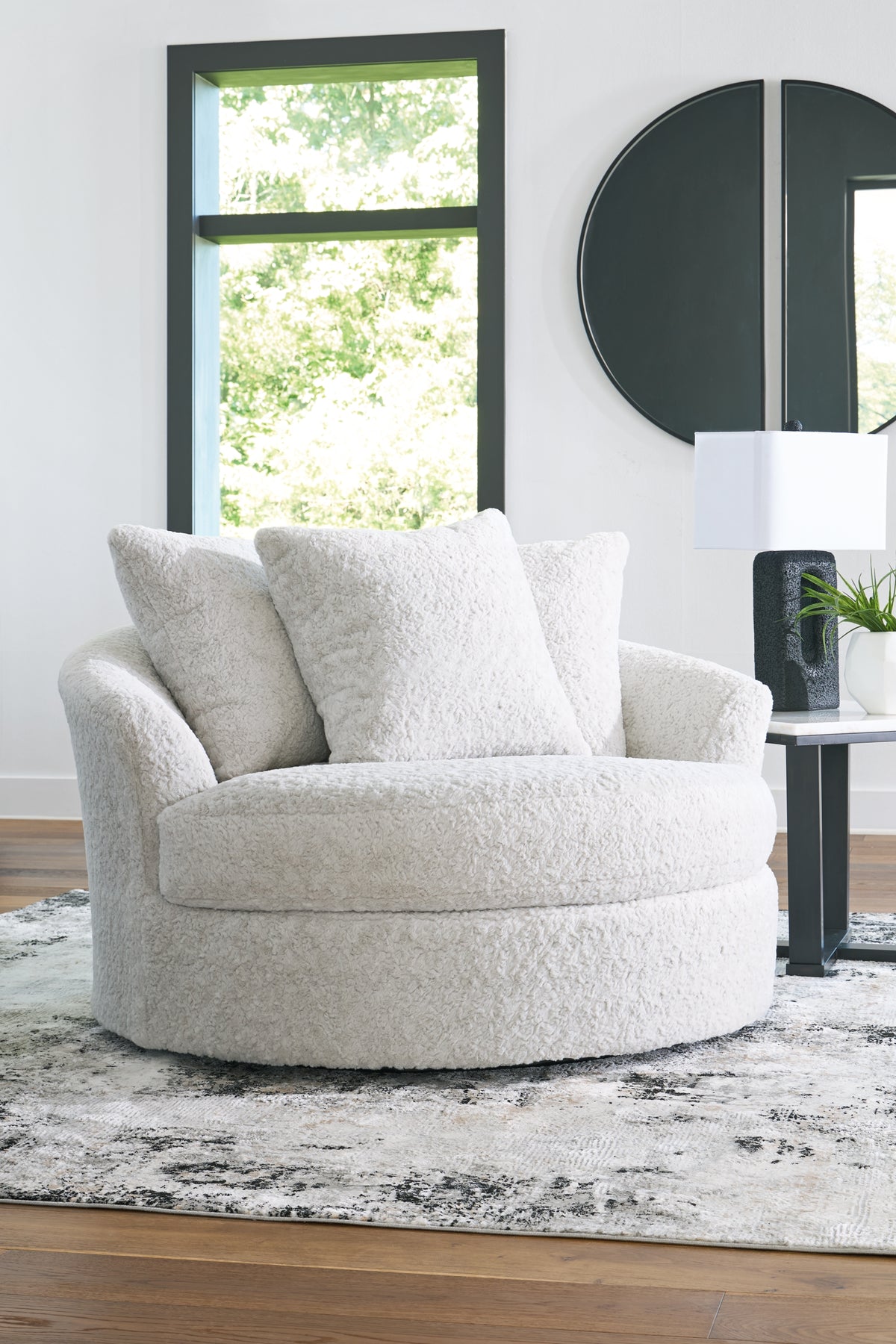 Cuddle Plush Arctic Oversized Swivel Accent Chair