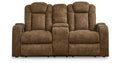 Wolfridge Brindle Power Reclining Loveseat with Console and Adjustable Headrest