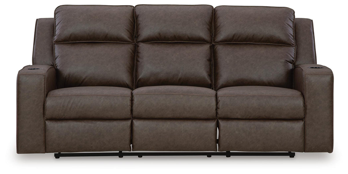 Lavenhorne Umber Reclining Sofa with Drop Down Table