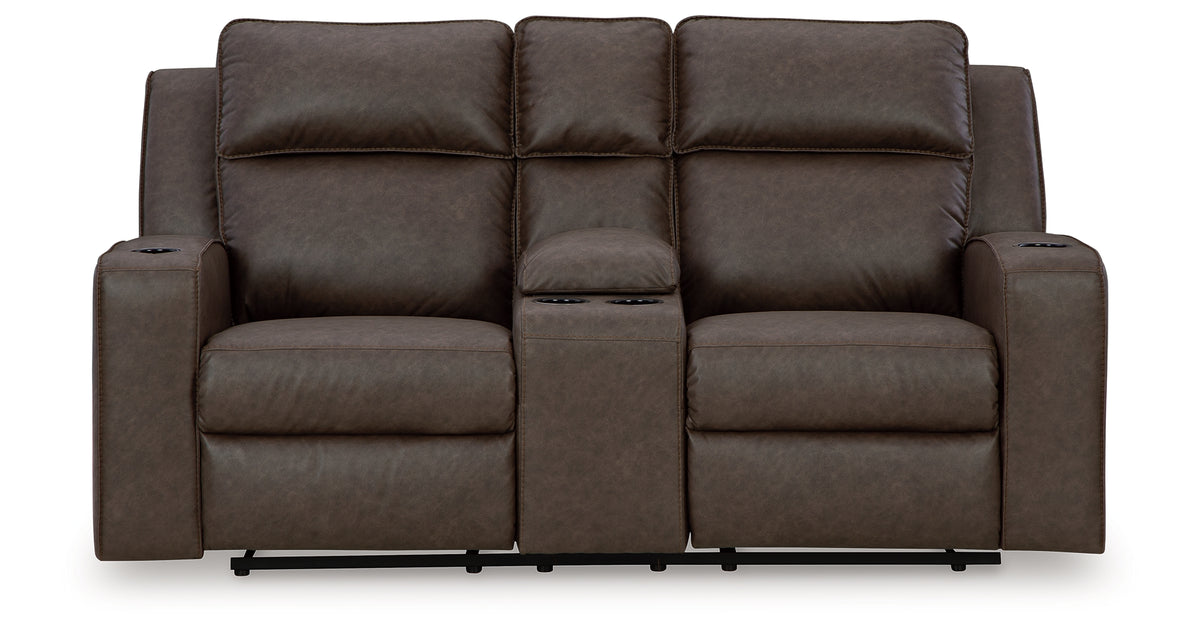 Lavenhorne Umber Double Reclining Loveseat with Console