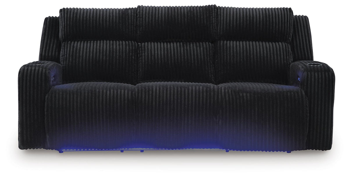Forest Lake Black Power Reclining Sofa with Adjustable Headrest