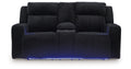 Forest Lake Black Power Reclining Loveseat with Console and Adjustable Headrest