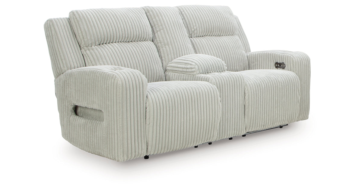 Forest Lake Alloy Power Reclining Loveseat with Console and Adjustable Headrest