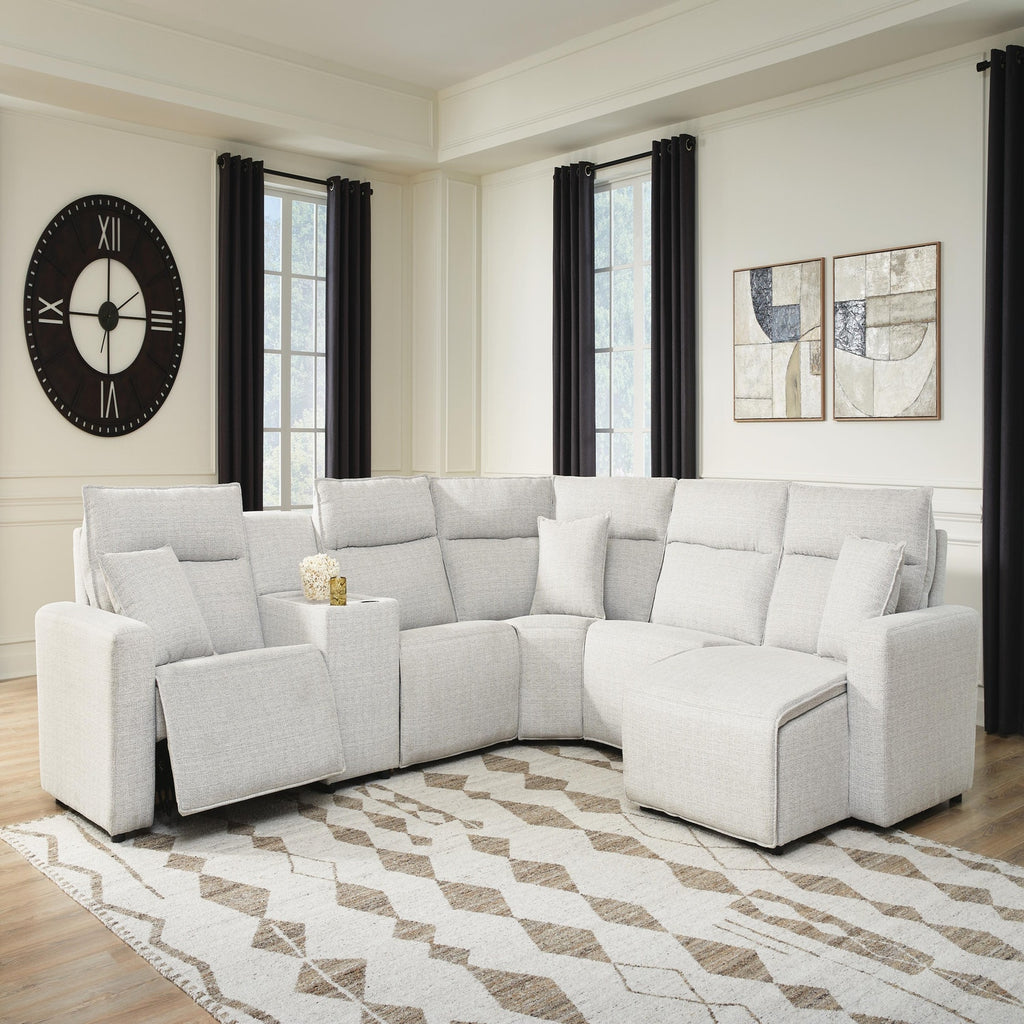 Modmax II Stone 6-Piece Power Reclining Sectional with Chaise and Console