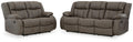 First Base - Gunmetal Reclining Sofa