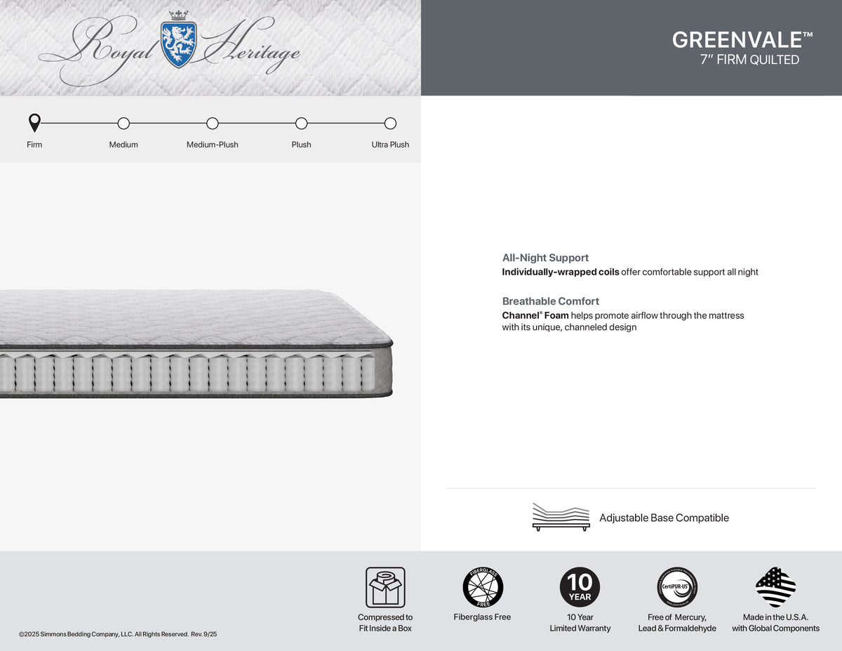 Greenvale Firm Quilted 7" Mattress