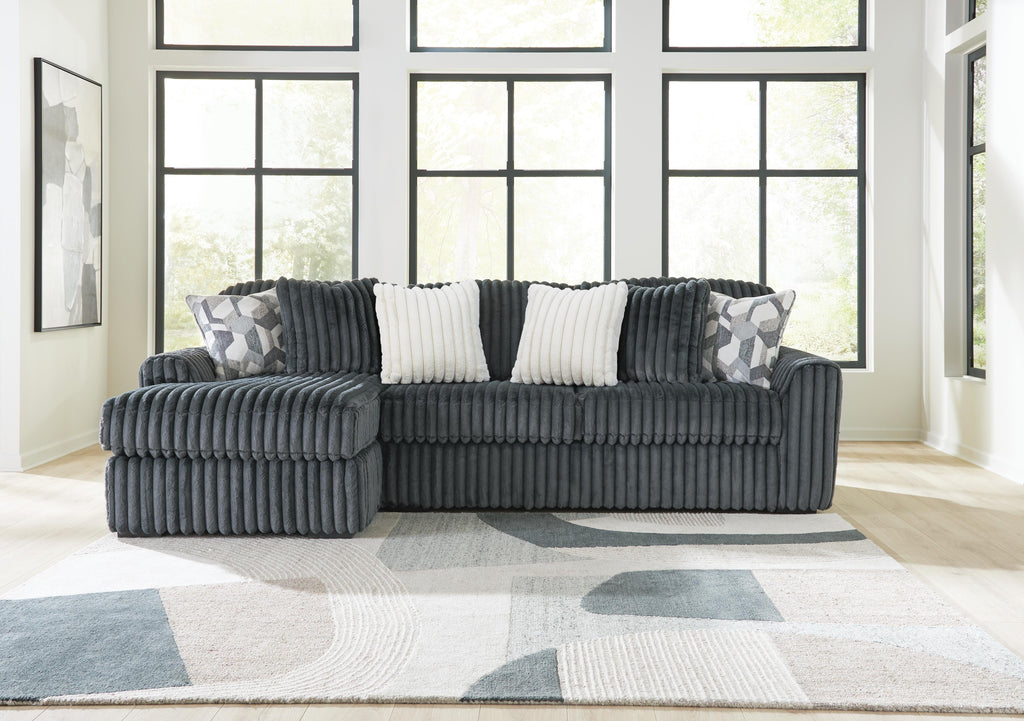 Midnight-Madness Gunmetal 2-Piece Sectional - Left-Arm-Facing Corner Chaise