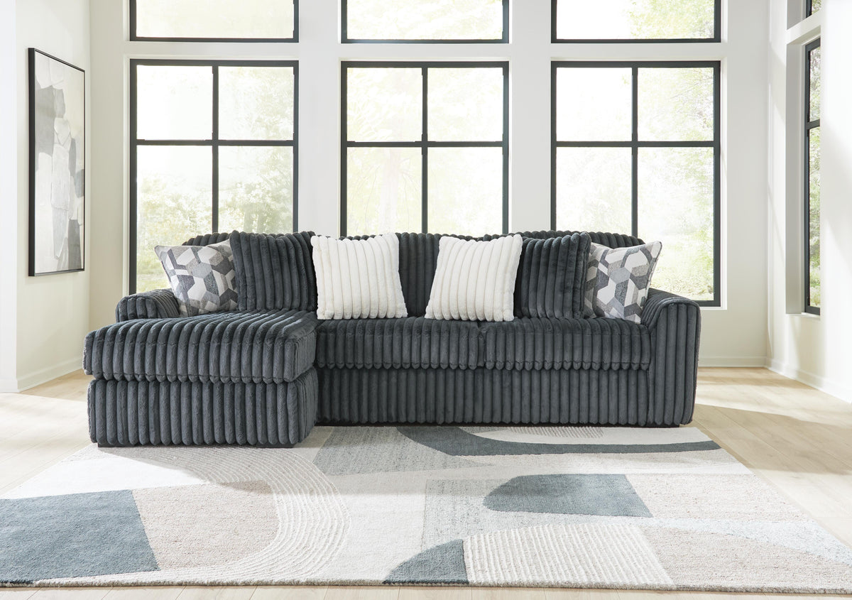 Midnight-Madness Gunmetal 2-Piece Sectional - Left-Arm-Facing Corner Chaise