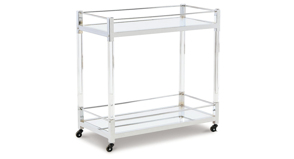 Chaseton Clear/Silver Finish Bar Cart