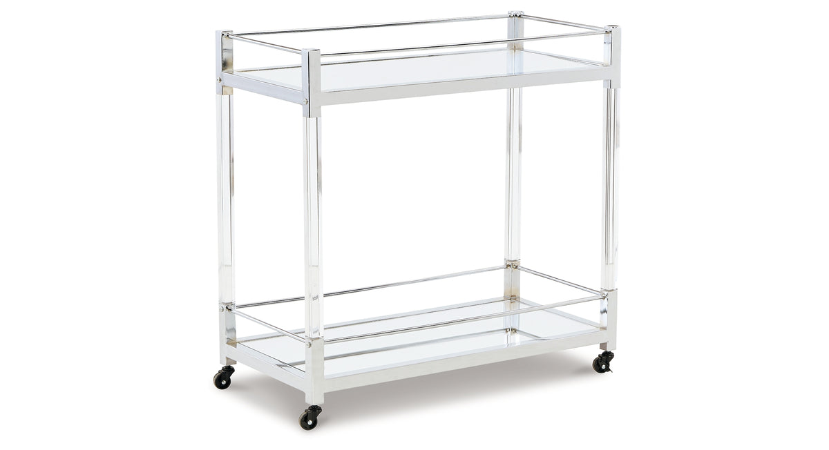 Chaseton Clear/Silver Finish Bar Cart