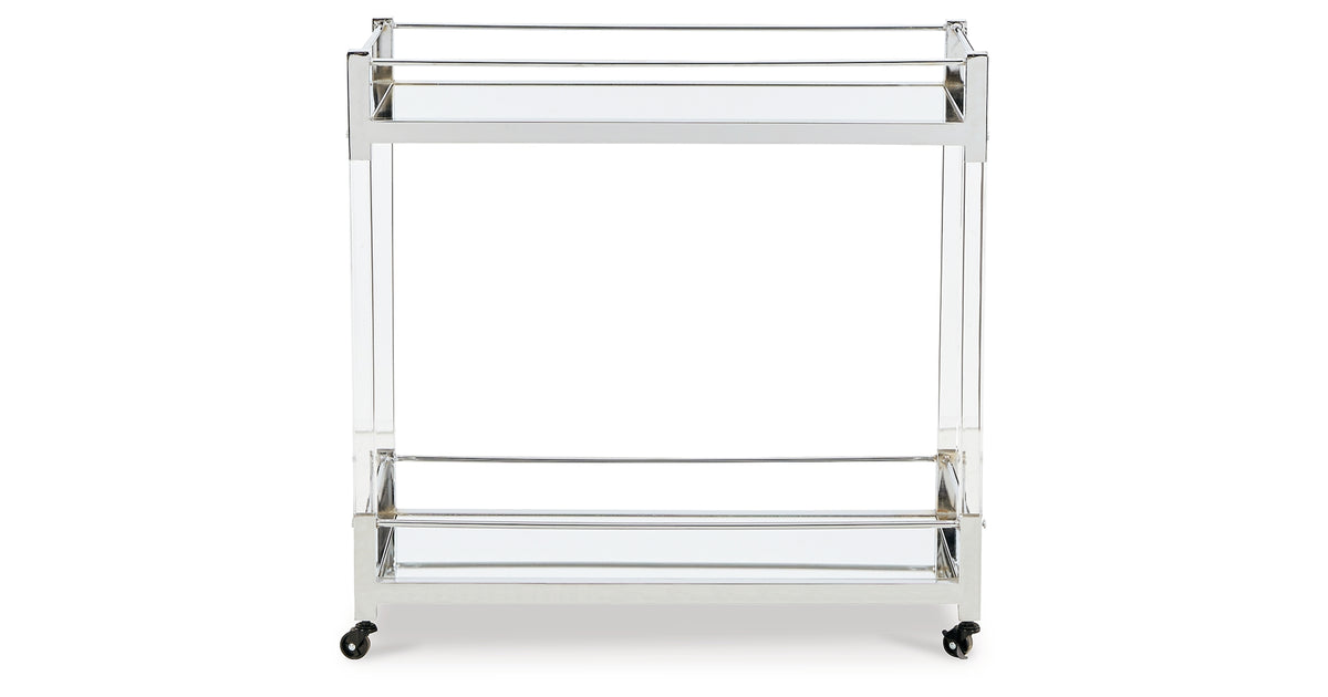 Chaseton Clear/Silver Finish Bar Cart