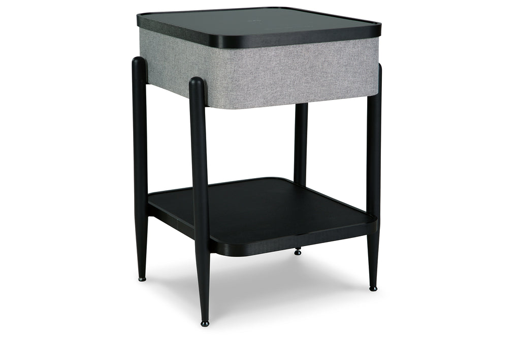 Jorvalee Gray/Black Accent Table with Speaker