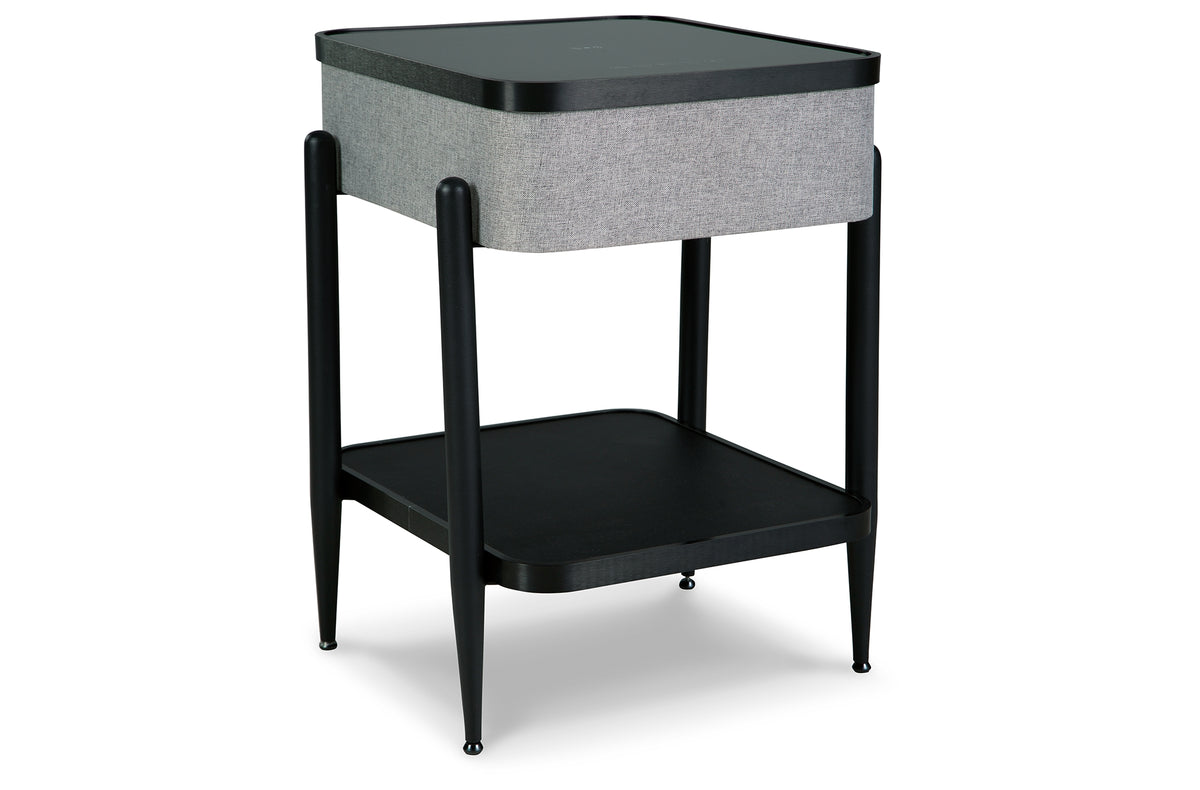 Jorvalee Gray/Black Accent Table with Speaker