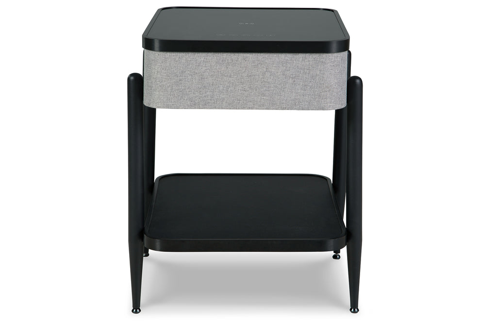 Jorvalee Gray/Black Accent Table with Speaker