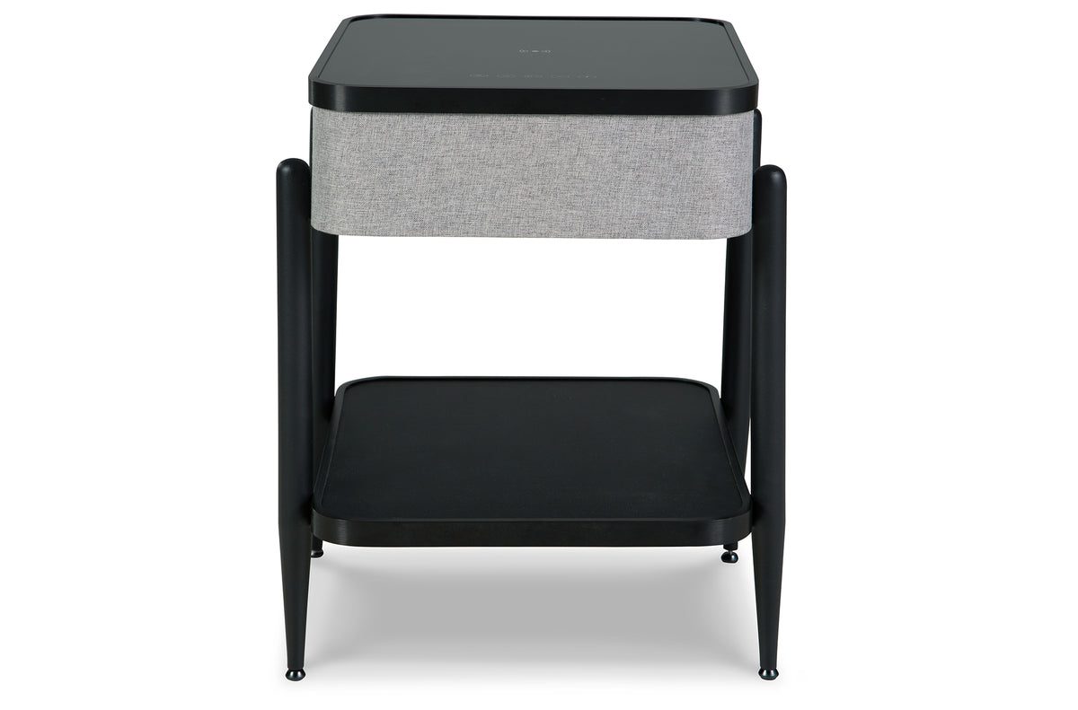 Jorvalee Gray/Black Accent Table with Speaker