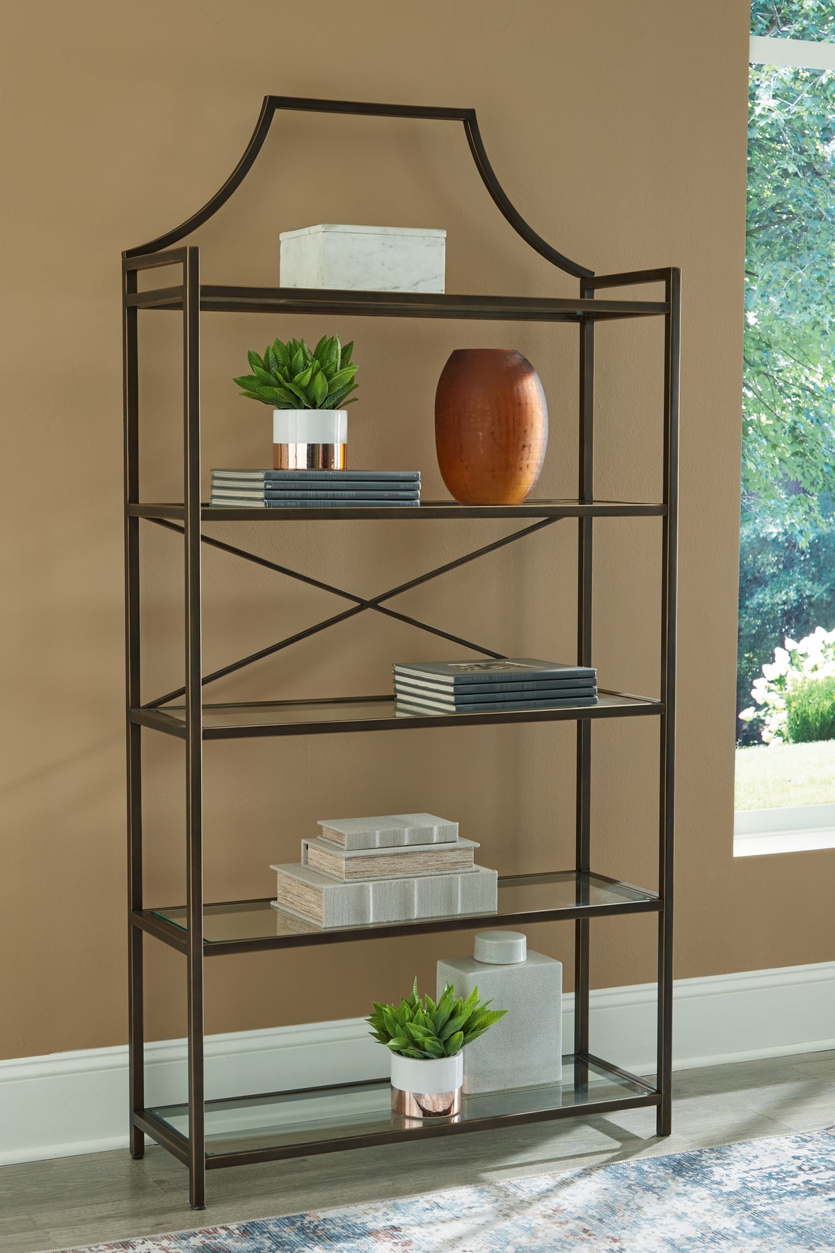 Bernonly Antique Bronze Finish Bookcase
