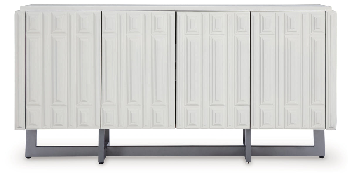 Ornawel Distressed White Accent Cabinet