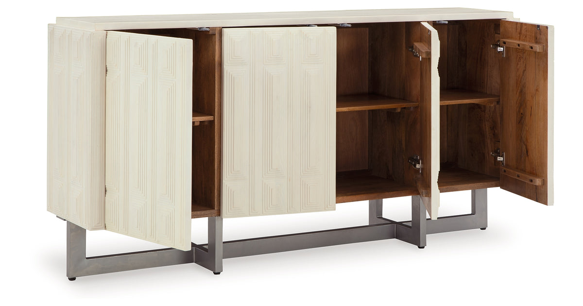 Ornawel Distressed White Accent Cabinet