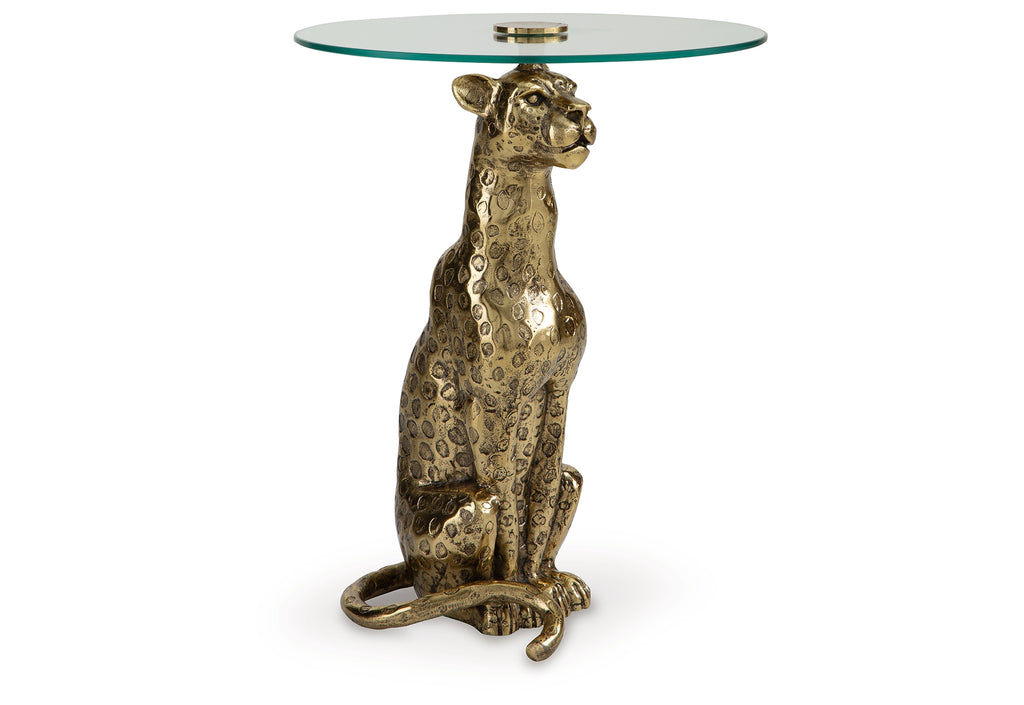 Vallain Antique Gold Finish Accent Table
