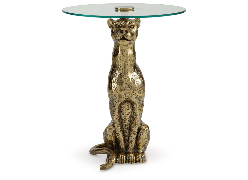 Vallain Antique Gold Finish Accent Table