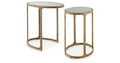 Irmaleigh Antique Gold Finish Accent Table Set of 2