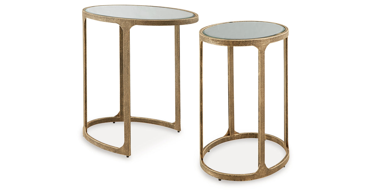 Irmaleigh Antique Gold Finish Accent Table Set of 2