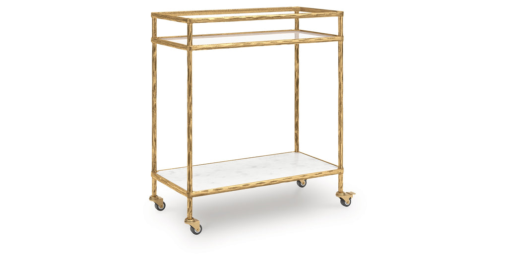 Plattfield Antique Gold Finish Bar Cart