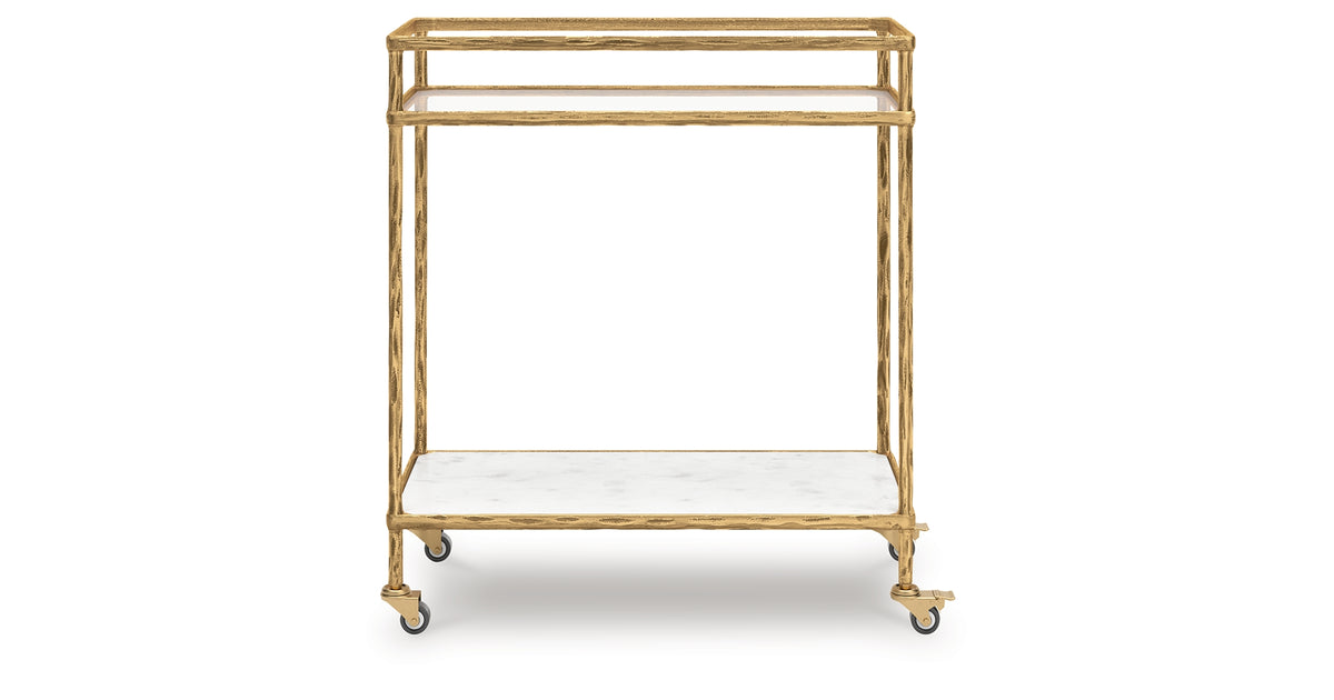 Plattfield Antique Gold Finish Bar Cart