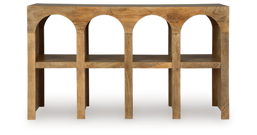 Luzmanacy Natural Brown Console Sofa Table