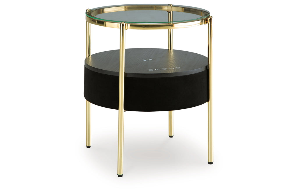 Nedman Black/Gold Finish Accent Table with Speaker