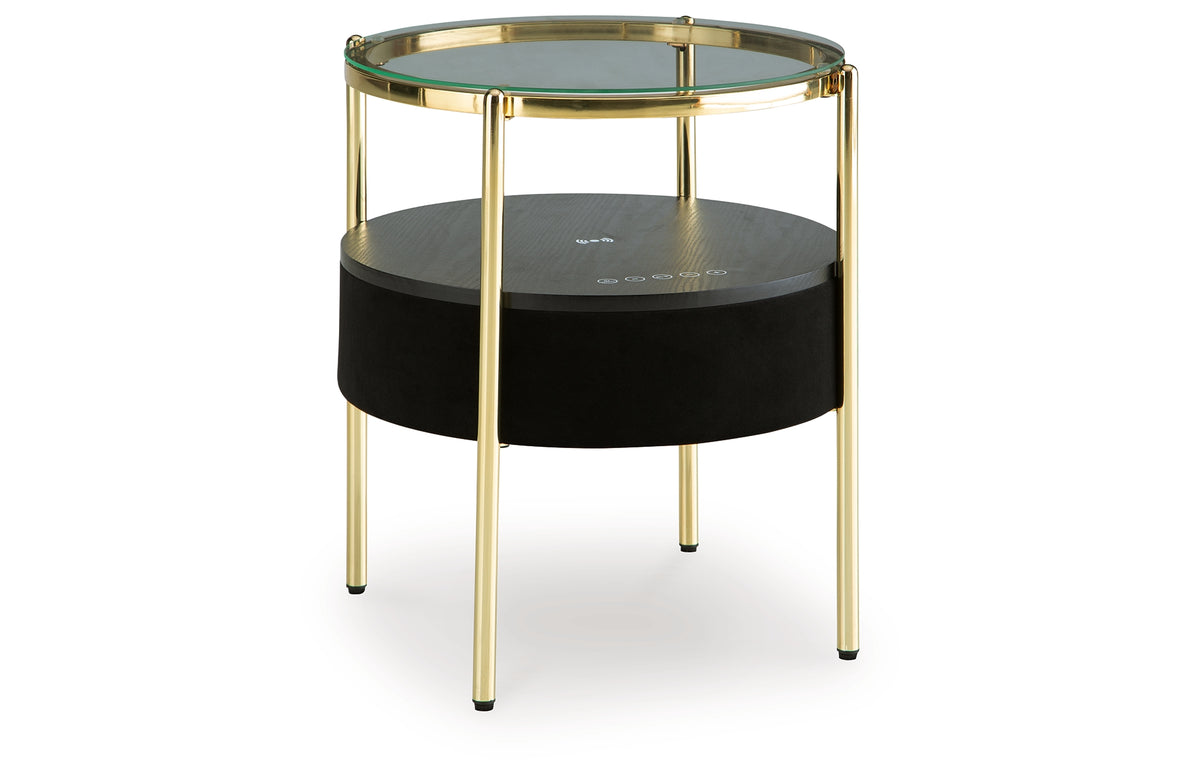 Nedman Black/Gold Finish Accent Table with Speaker