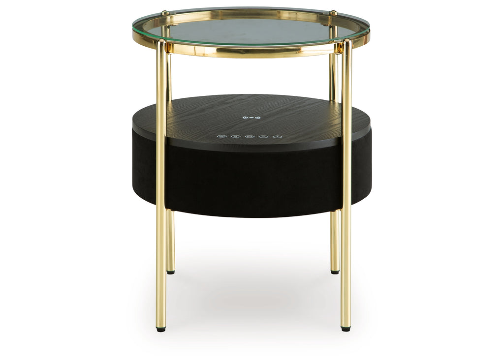 Nedman Black/Gold Finish Accent Table with Speaker