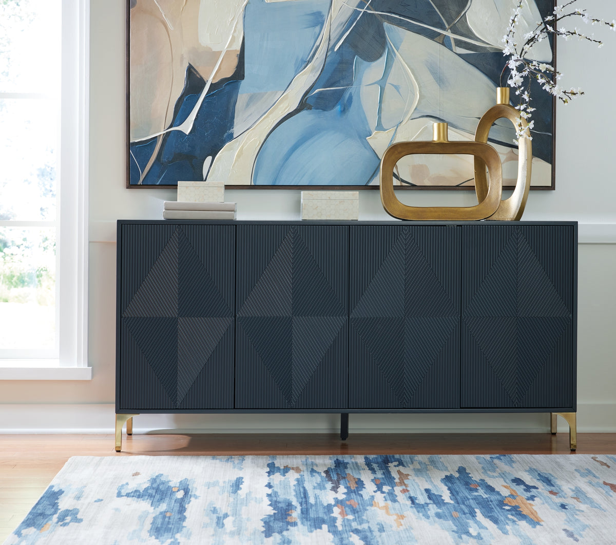 Loirwick Dark Blue Accent Cabinet