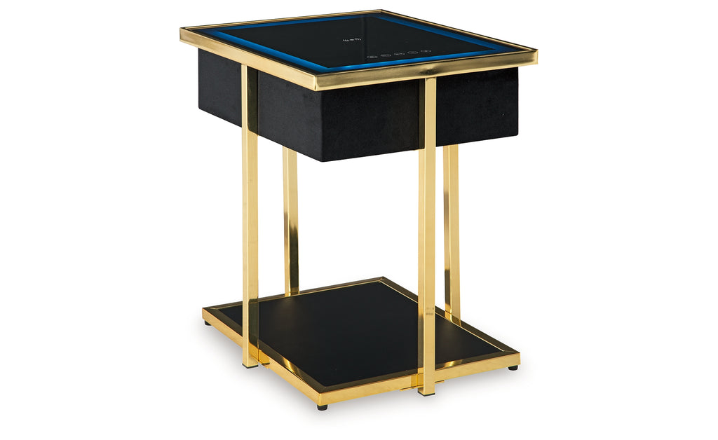 Rexwell Black/Gold Finish Accent Table with Speaker