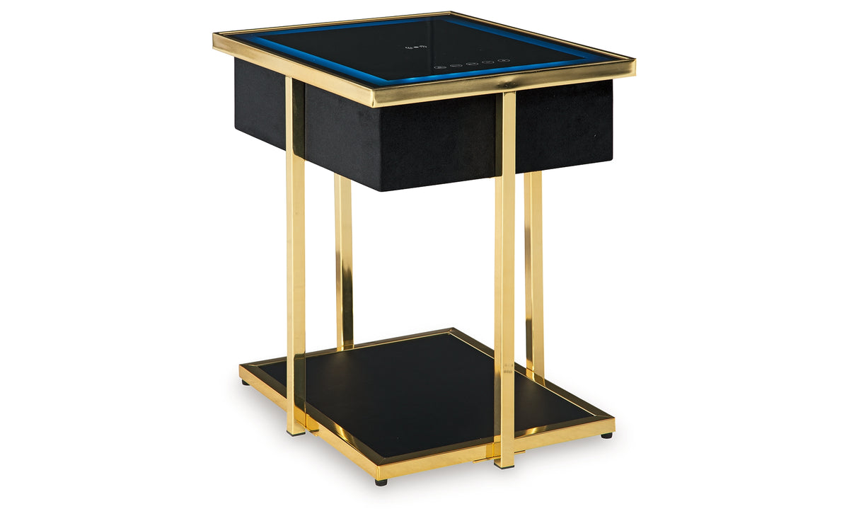 Rexwell Black/Gold Finish Accent Table with Speaker